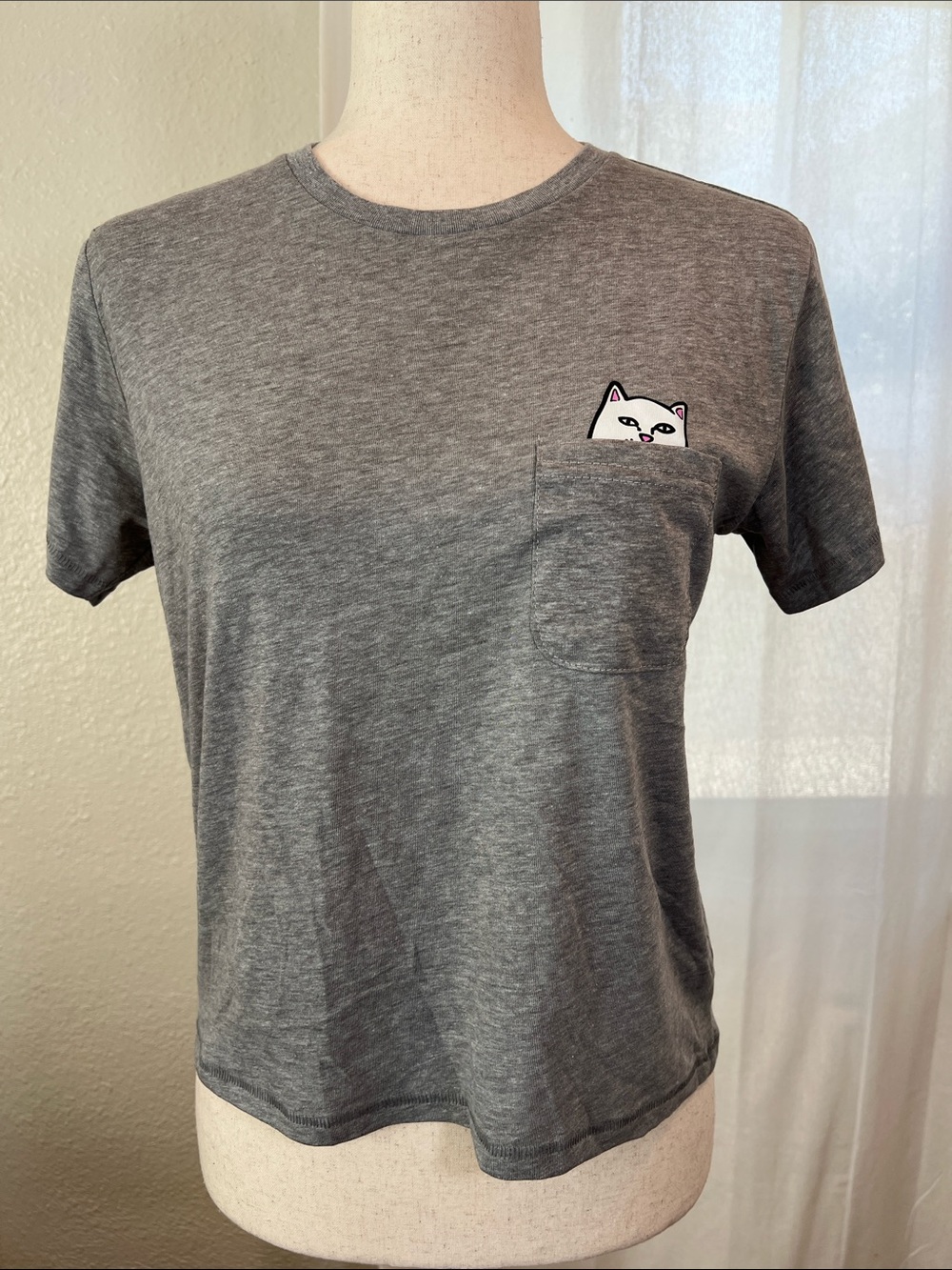 RIPNDIP Grey Cat Pocket Short-Sleeve Tee. Lord Nermal. Size M. NWOT